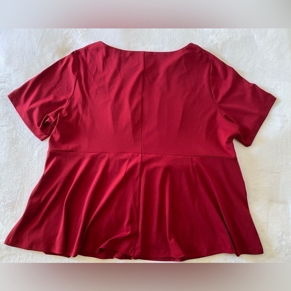 Agnes Orinda Plus Size Summer Solid Short Sleeve Knot Waist Peplum Top Size 4X - Picture 7 of 8